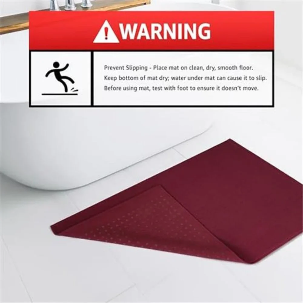 Burgundy Red Cotton Bath Rug 17x24 Non Slip Washable Shaggy Bathroom Mat